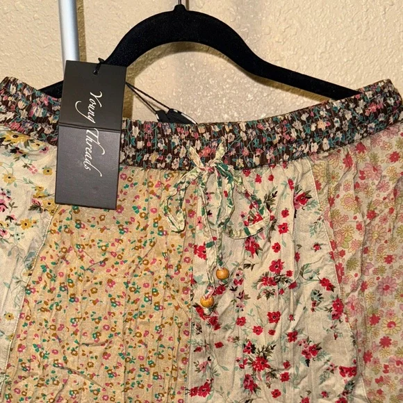 Floral Patchwork Skirt with Ruffled Hem - Picture 5 of 12